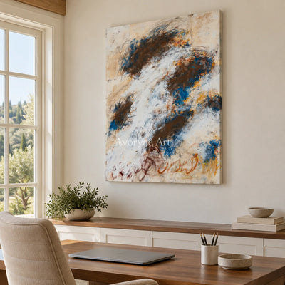 Ivory Lucent Refrain: Blue Earth Gesture Art — office frameless