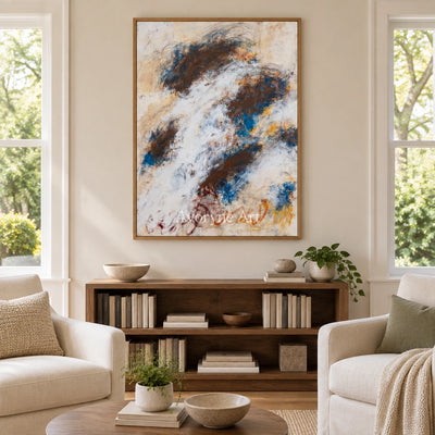 Ivory Lucent Refrain: Blue Earth Gesture Art — villa wood