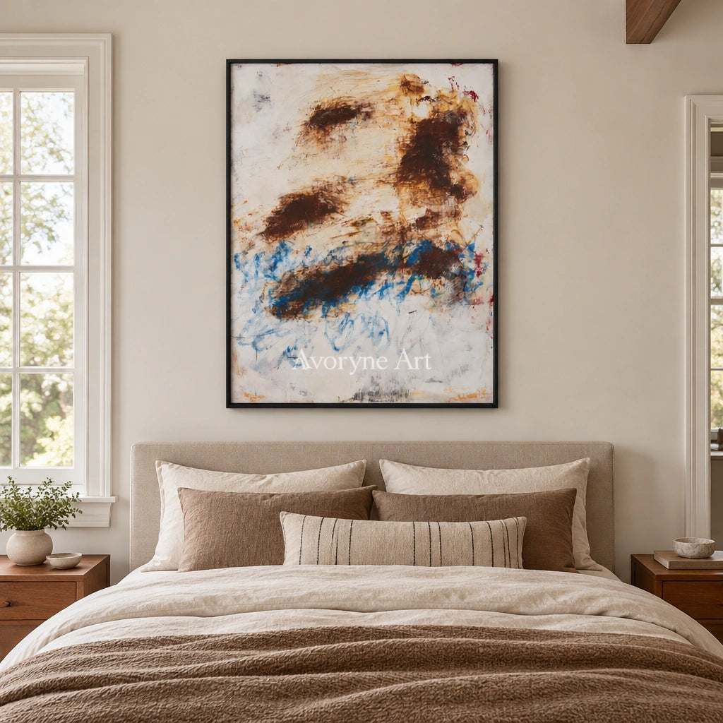Ivory Lucent Passage: Blue Earth Gesture Art — bedroom black