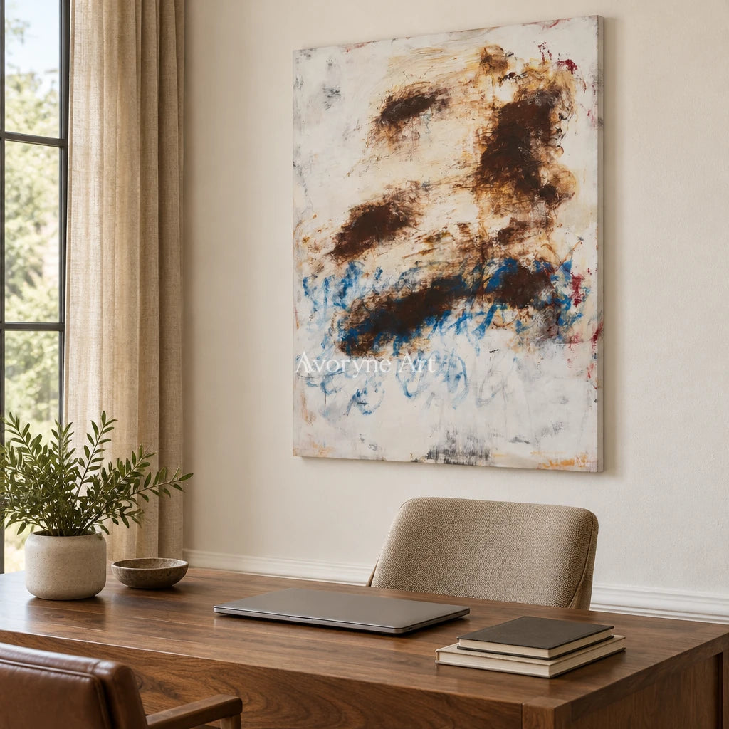 Ivory Lucent Passage: Blue Earth Gesture Art — office frameless