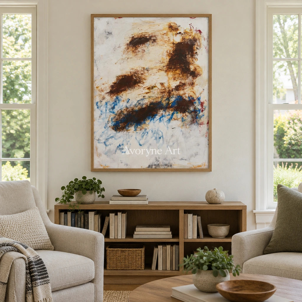 Ivory Lucent Passage: Blue Earth Gesture Art — villa wood