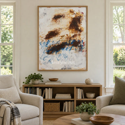 Ivory Lucent Passage: Blue Earth Gesture Art — villa wood