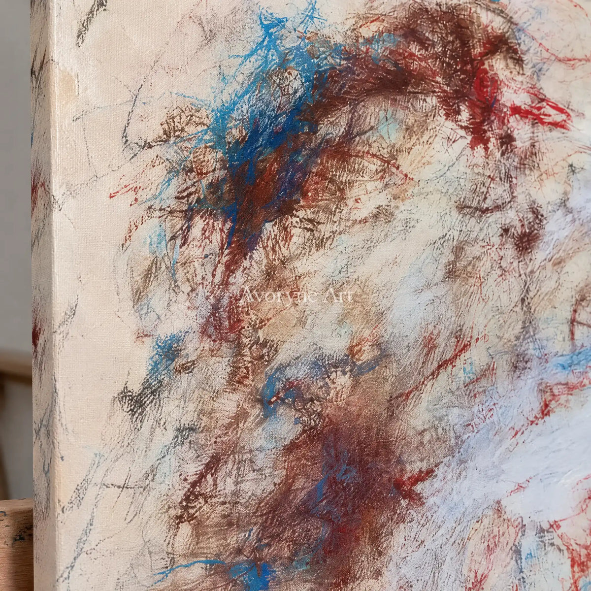 Ivory Lucent Rhythm: Blue Earth Gesture Art — detail easel