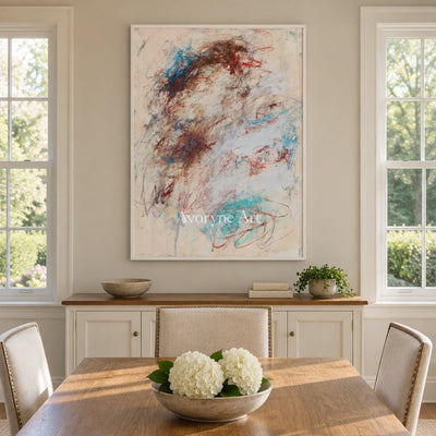 Ivory Lucent Rhythm: Blue Earth Gesture Art — dining white