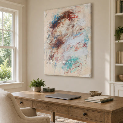 Ivory Lucent Rhythm: Blue Earth Gesture Art — office frameless