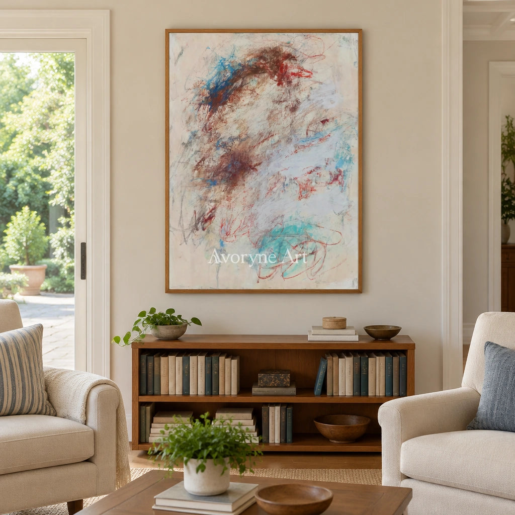 Ivory Lucent Rhythm: Blue Earth Gesture Art — villa wood