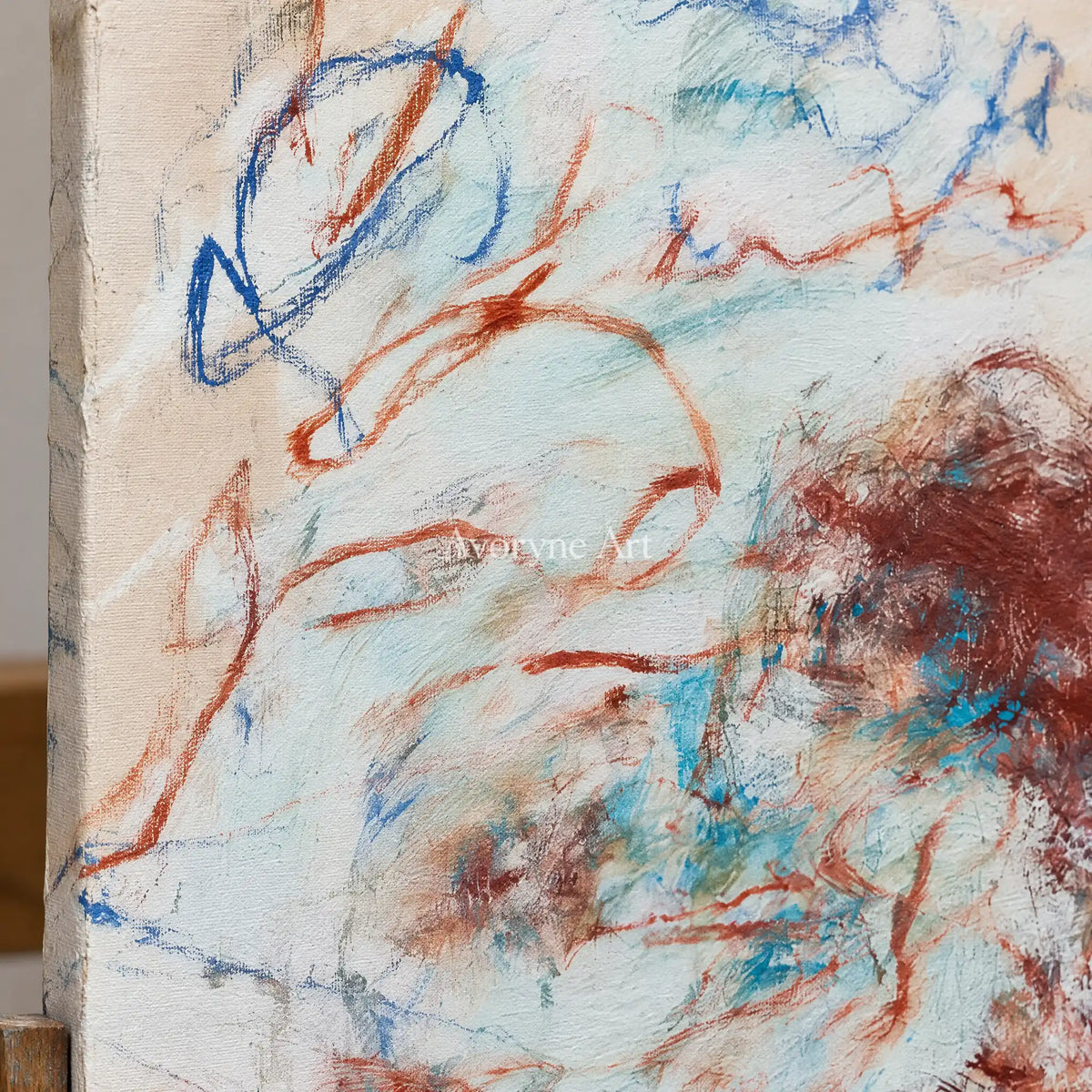 Ivory Lucent Echo: Blue Earth Gesture Art — detail easel
