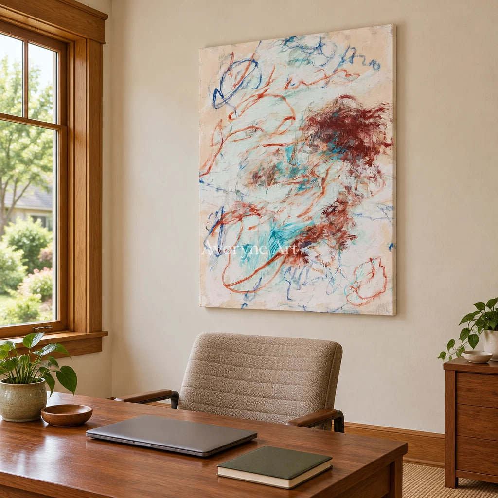 Ivory Lucent Echo: Blue Earth Gesture Art — office frameless