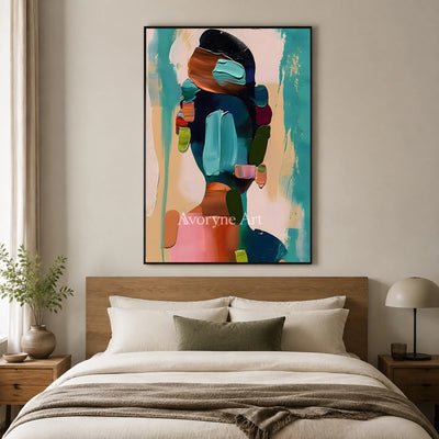 Cobalt Reverberation: Blue Expressionist Portrait Wall Art — bedroom black