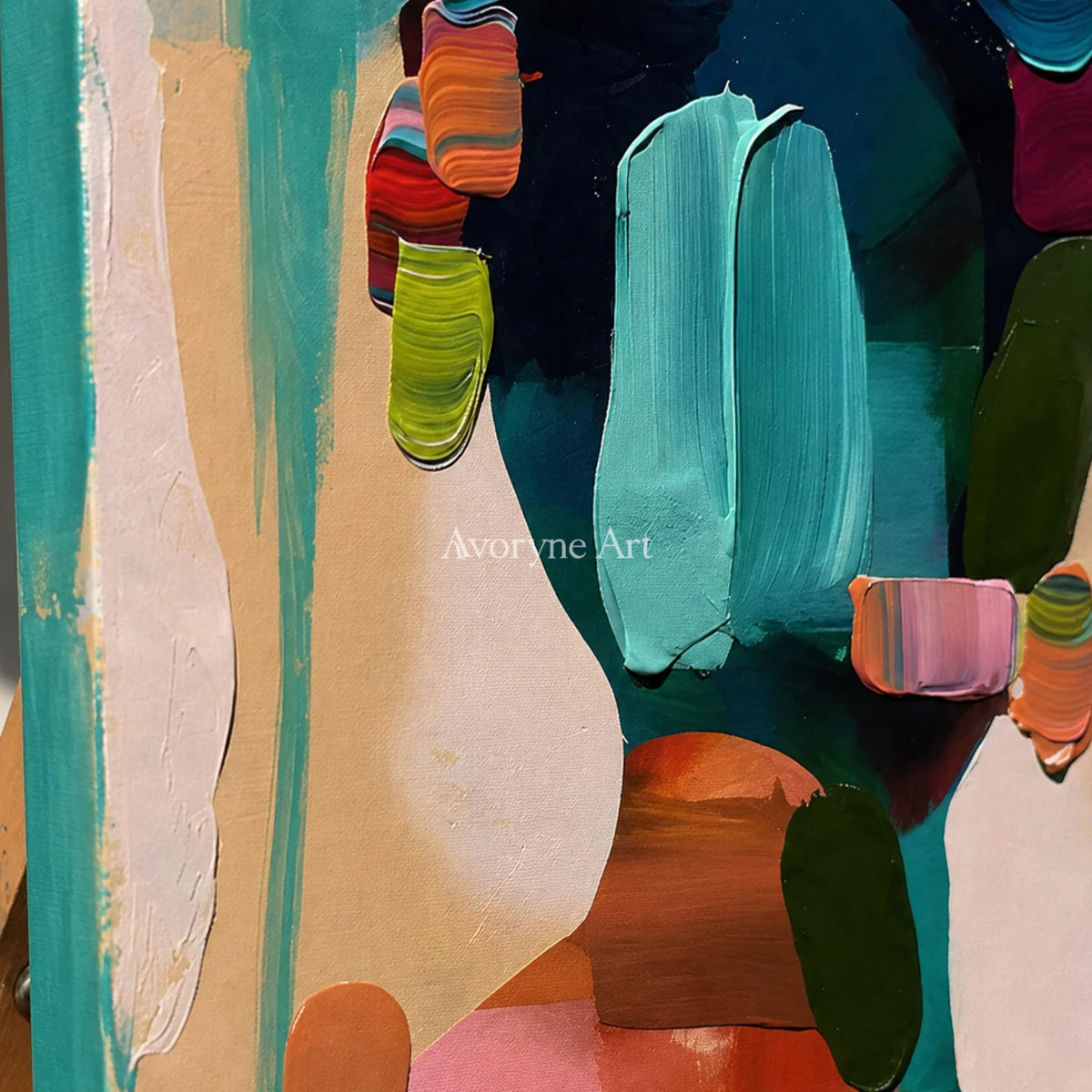 Cobalt Reverberation: Blue Expressionist Portrait Wall Art — detail easel
