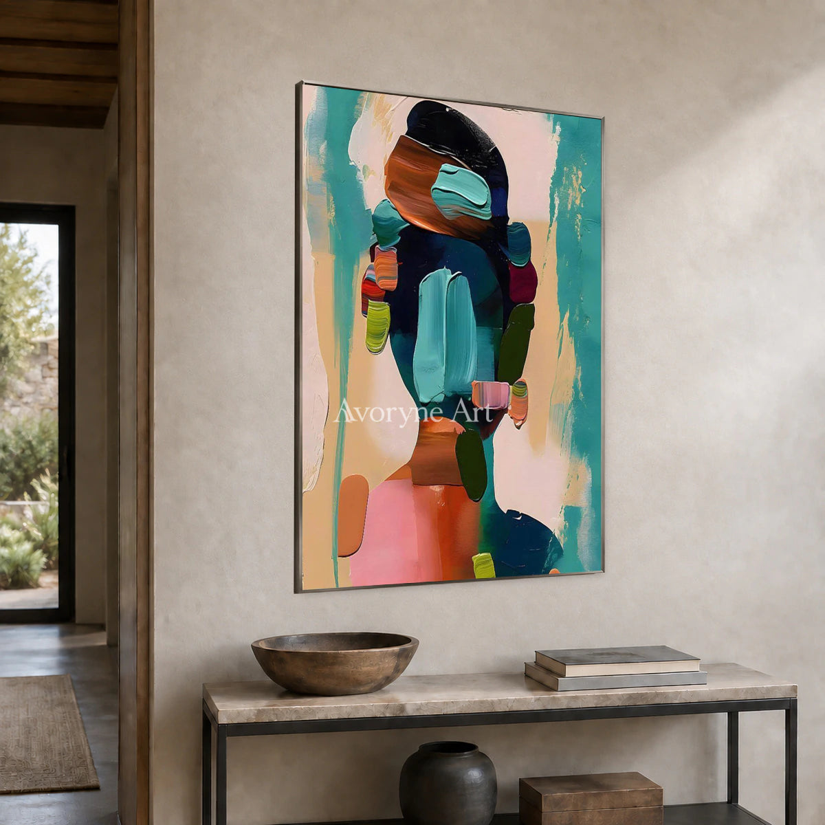 Cobalt Reverberation: Blue Expressionist Portrait Wall Art — entry silver