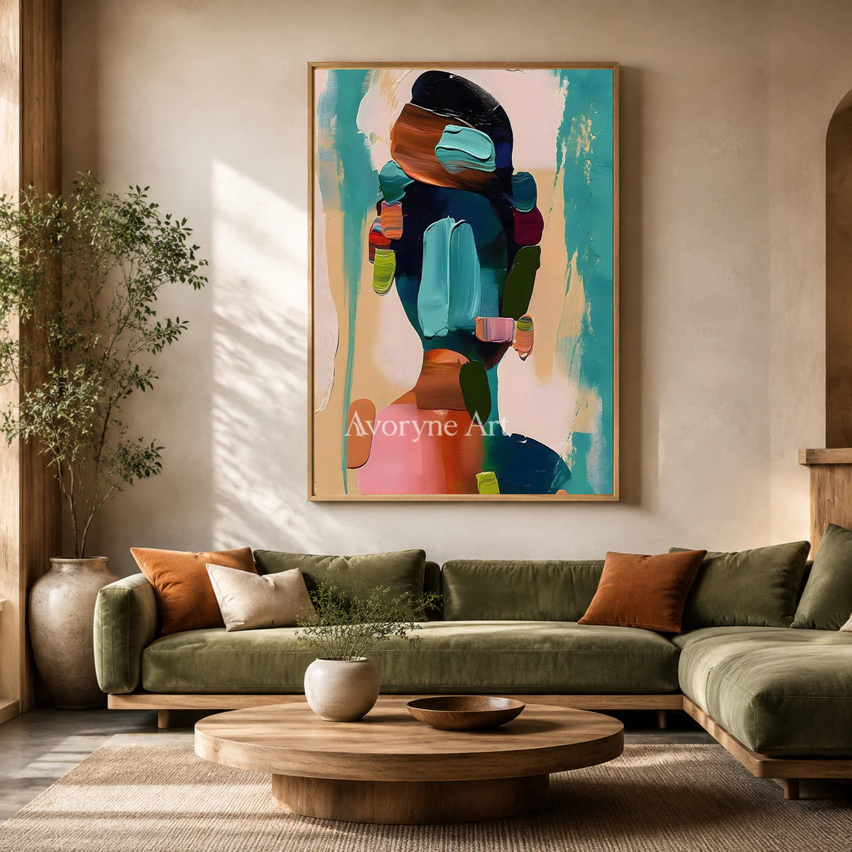 Cobalt Reverberation: Blue Expressionist Portrait Wall Art — hotel wood