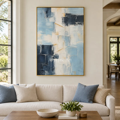 Aven Blue Palimpsest: Blue Geometric Abstract — living gold