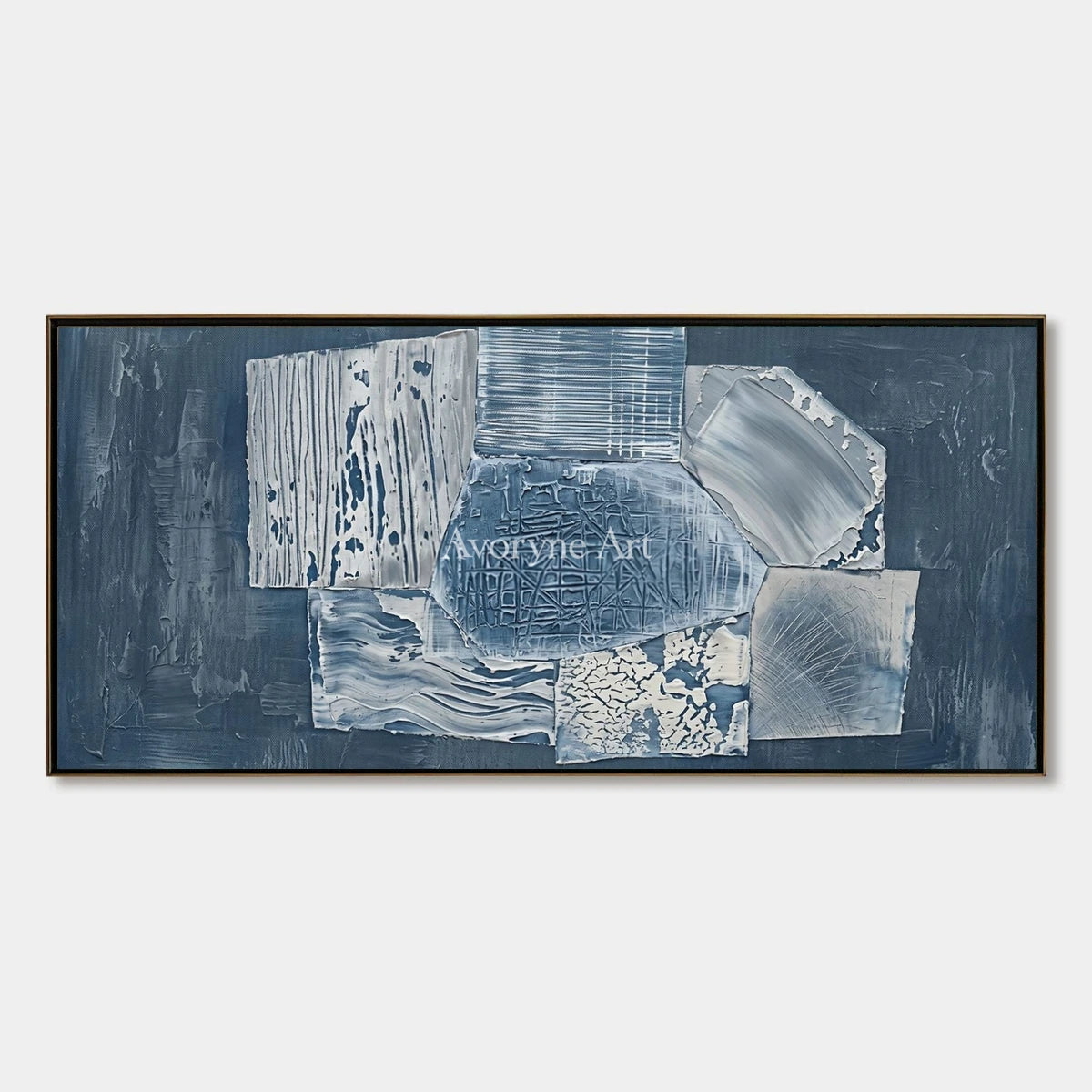 Mineral Passage, hand-painted blue geometric texture wall art by Min-Jun Park