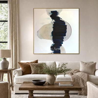 Indigo Axis: Blue Gestural Texture Square Abstract Wall Art — living gold