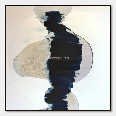 Indigo Axis: Blue Gestural Texture Square Abstract Wall Art — primary