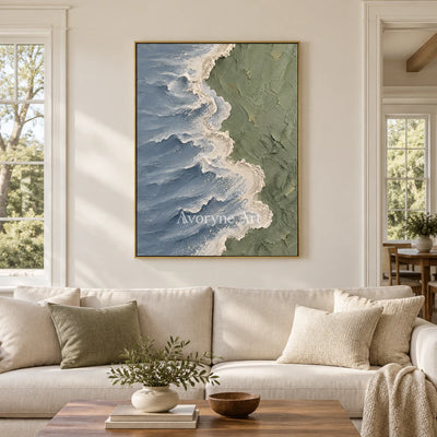 Slate Shore: Blue Gray Coastal Relief Wall Art — living gold