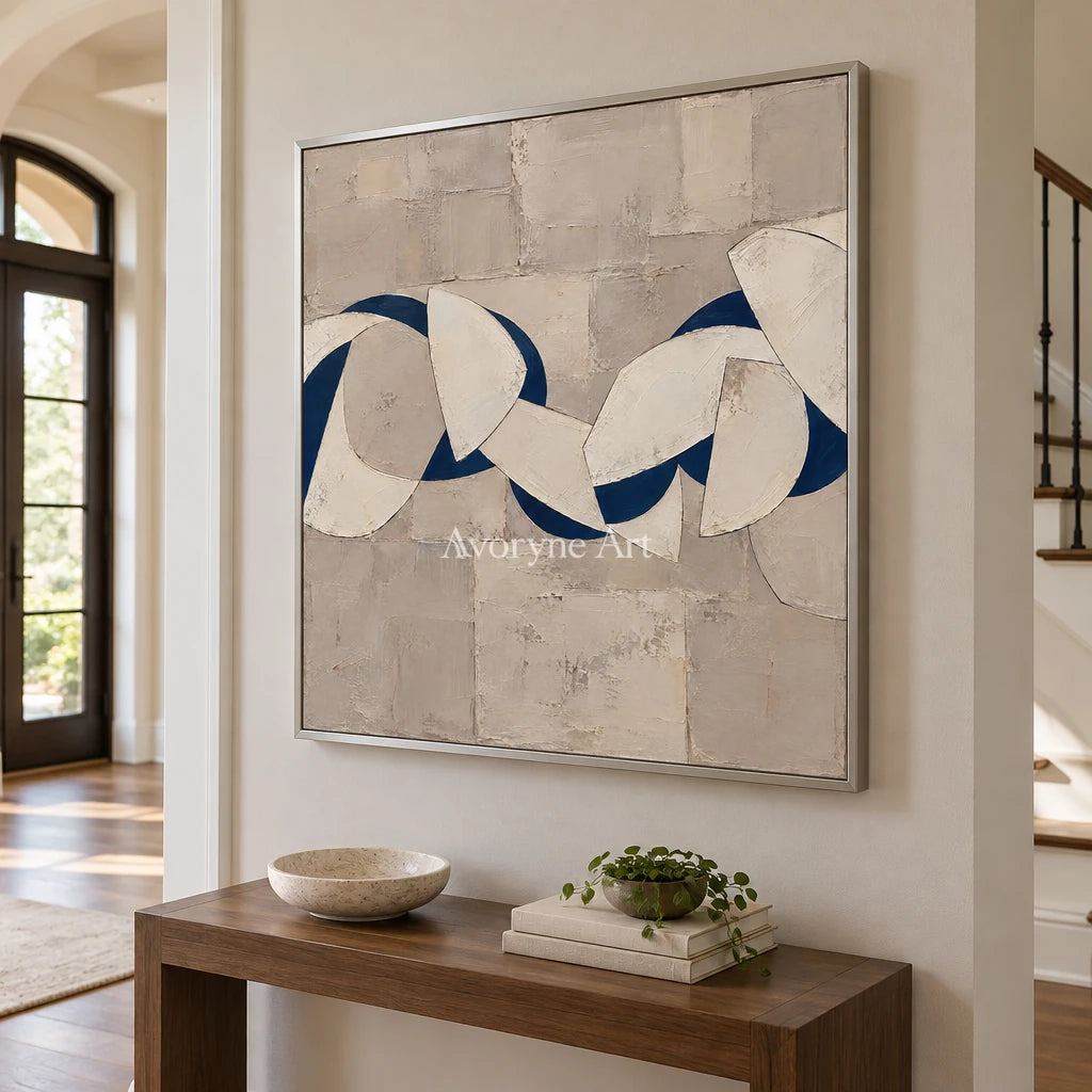 Blue Interlace: Blue Gray Geometric Wall Art — entry silver