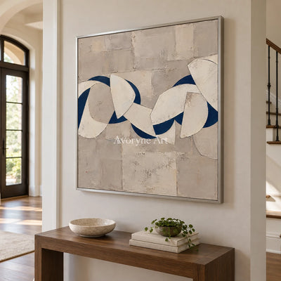 Blue Interlace: Blue Gray Geometric Wall Art — entry silver