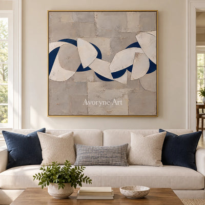 Blue Interlace: Blue Gray Geometric Wall Art — living gold