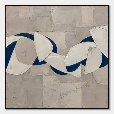 Blue Interlace: Blue Gray Geometric Wall Art — primary