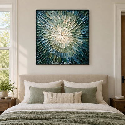 Aster Divide: Blue Green Burst Art — bedroom black