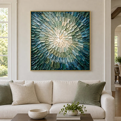 Aster Divide: Blue Green Burst Art — living gold