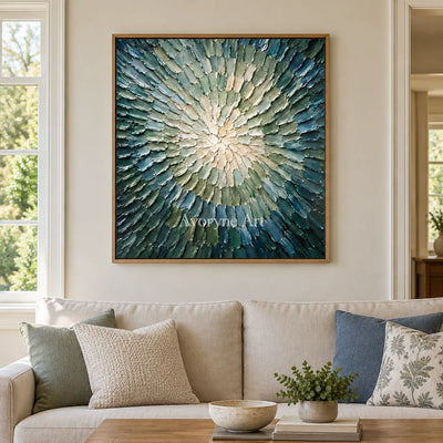 Aster Divide: Blue Green Burst Art — villa wood