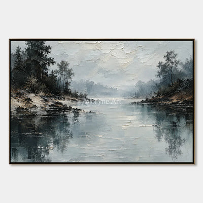 Serein Stillwater Veil: Blue Lake Landscape Art — primary