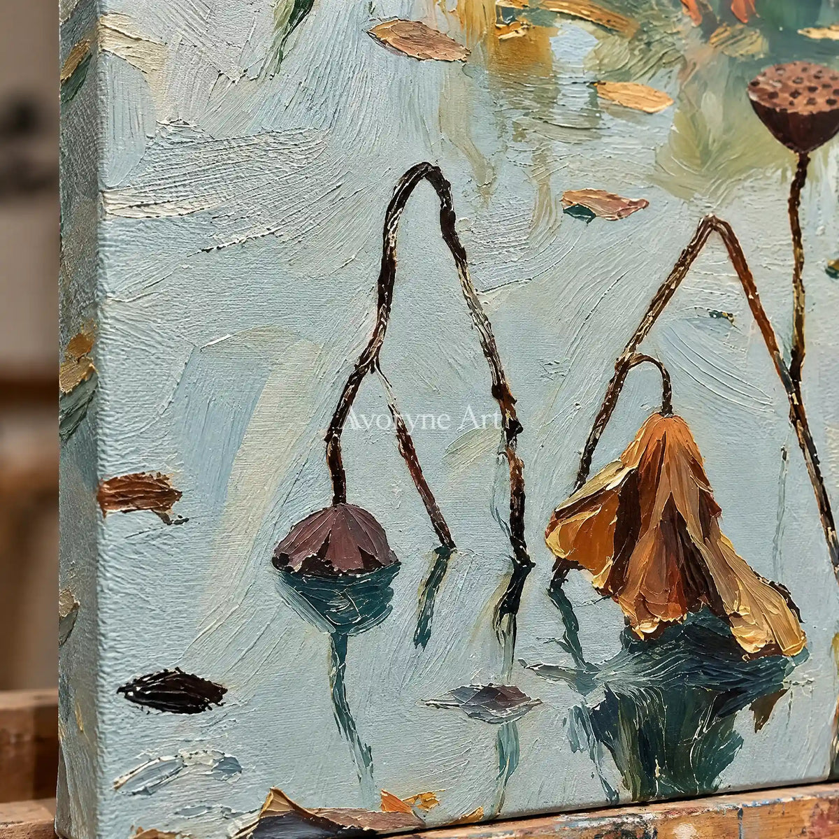 Aster Halo: Blue Lotus Pond Art — detail easel