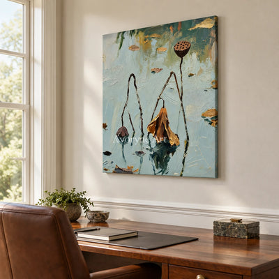 Aster Halo: Blue Lotus Pond Art — office frameless