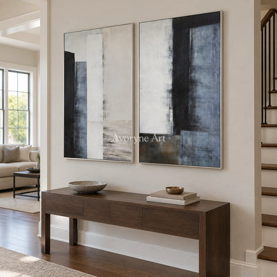 Aster Bloom: Blue Neutral Diptych — entry silver