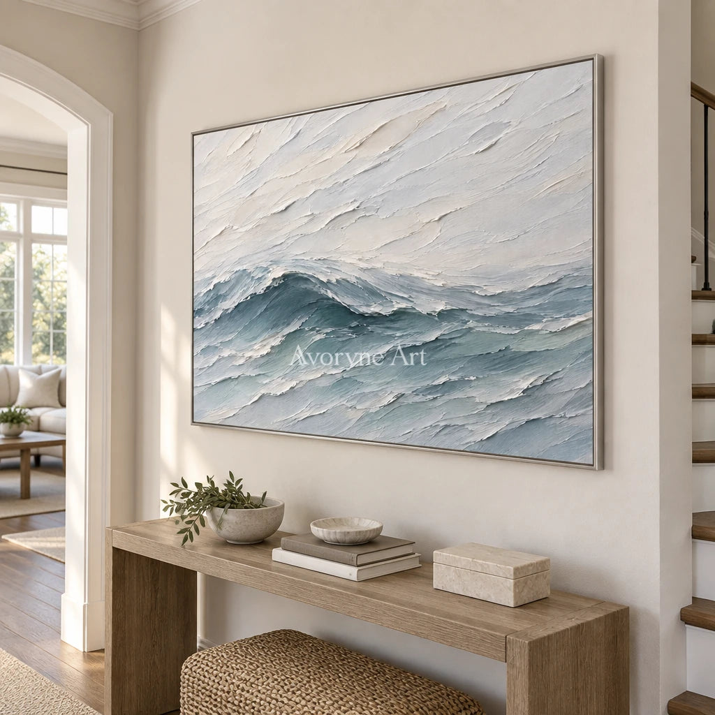 Tidelilt: Blue Ocean Texture Wall Art — entry silver