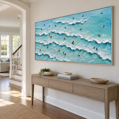 Surf Scatter: Blue Ocean with Surfers Wall Art — entry silver