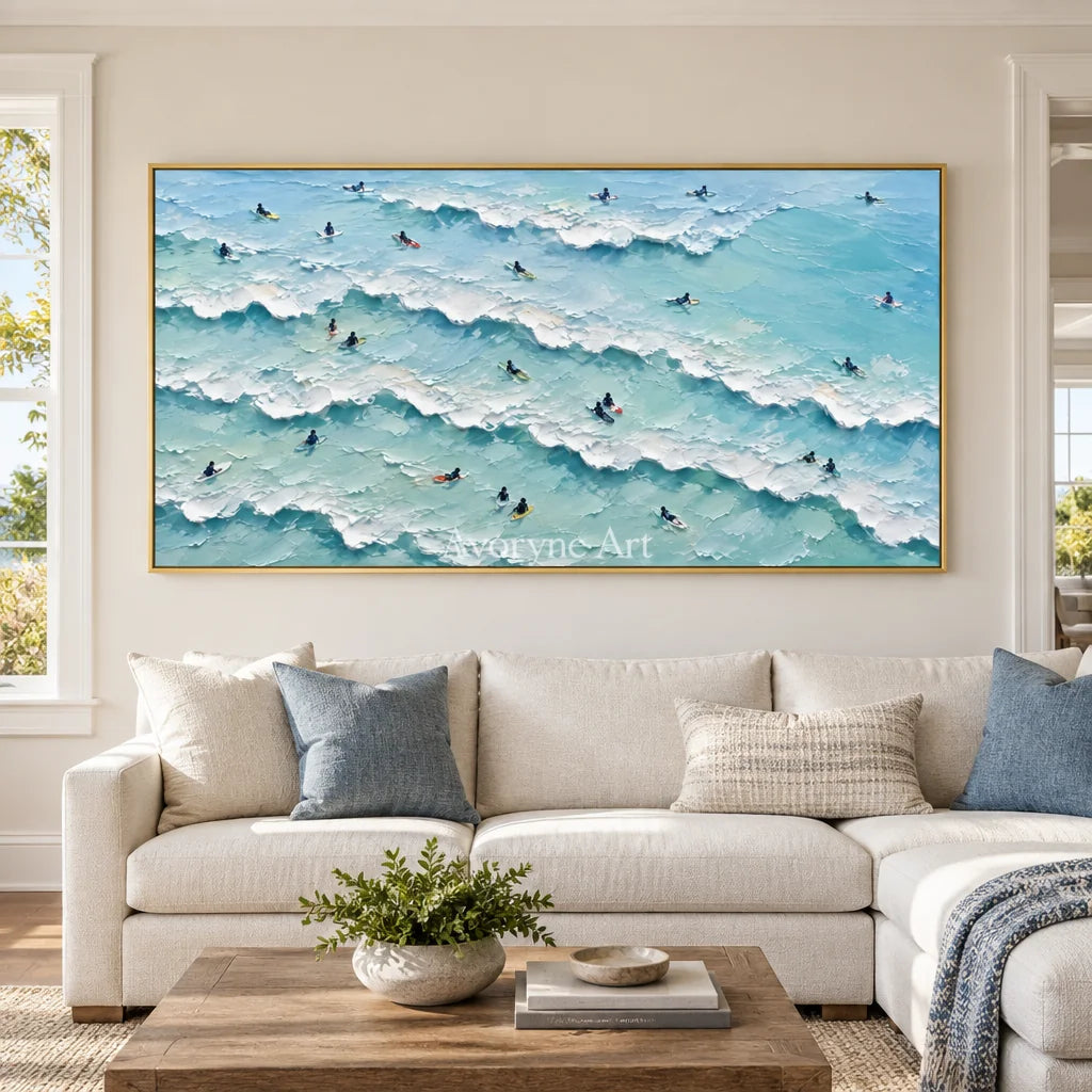 Surf Scatter: Blue Ocean with Surfers Wall Art — living gold