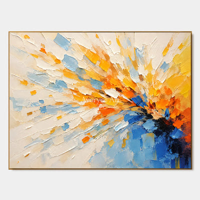 Sunburst Current: Blue Orange Abstract Wall Art — primary