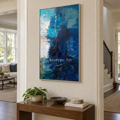 Aster Curve: Blue Palette Knife Art — entry silver