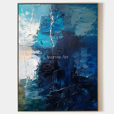 Aster Curve: Blue Palette Knife Art — primary