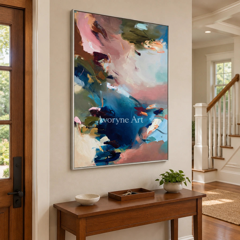 Ivory Lucent Vista: Blue Pink Abstract — entry silver
