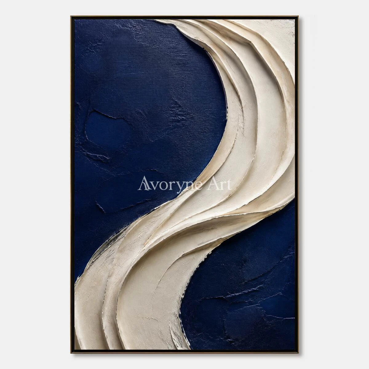 Indigo Drape: Blue Sculptural Abstract Wall Art - main