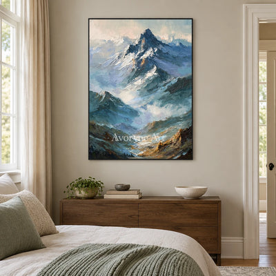Aster Sand: Blue Snow Mountain Art — bedroom black