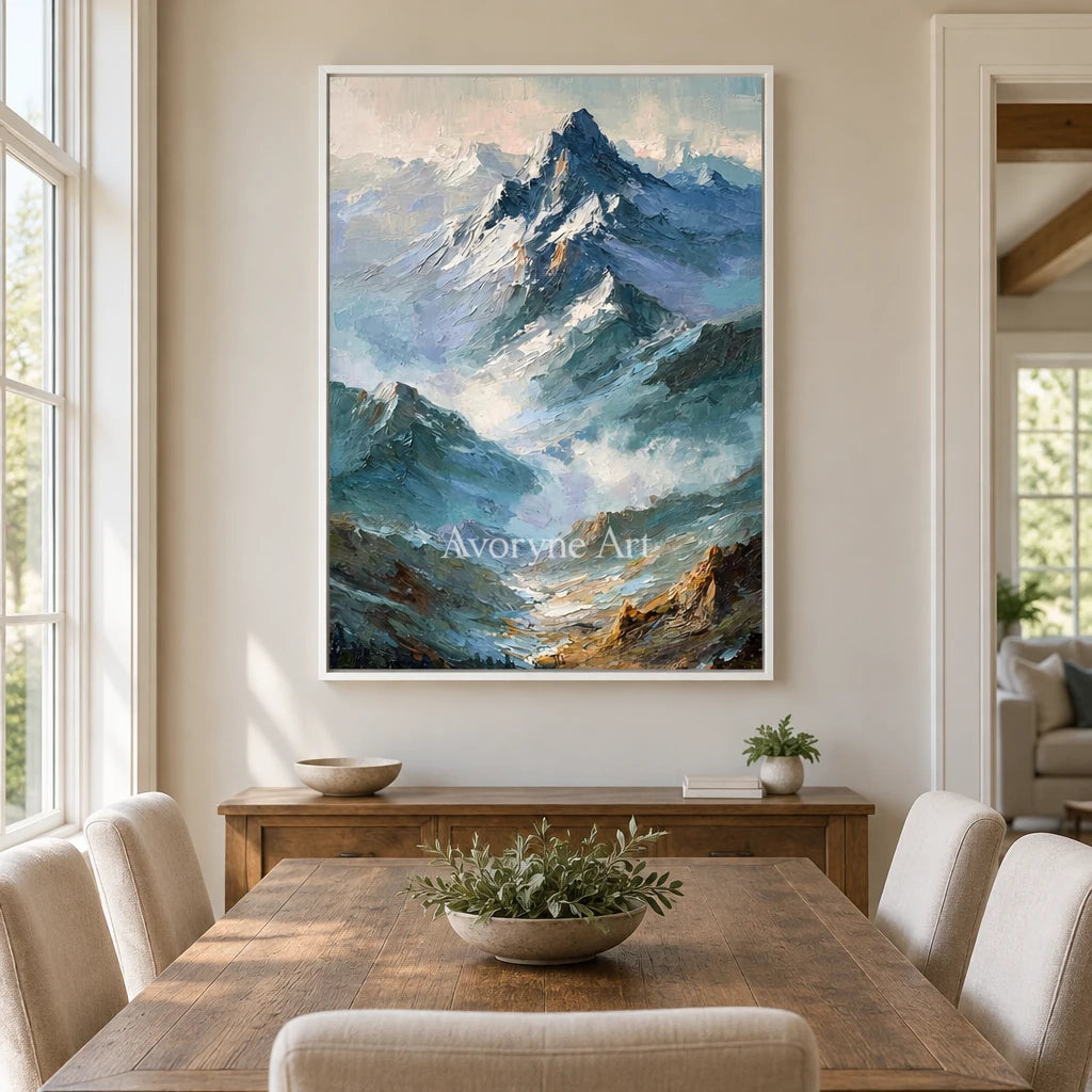 Aster Sand: Blue Snow Mountain Art — dining white