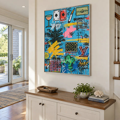Ivory Amber Vista: Blue Symbol Graffiti — entry silver