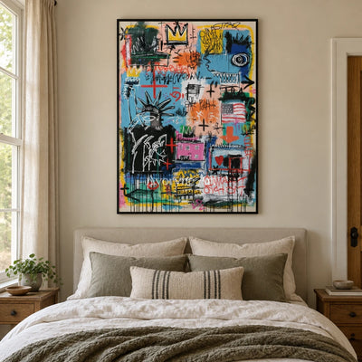 Ivory Amber Poem: Blue Symbol Graffiti — bedroom black