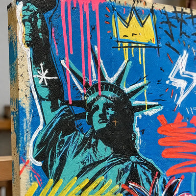 Ivory Amber Prelude: Blue Symbol Graffiti — detail easel