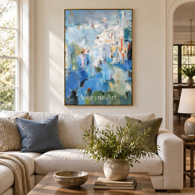 Blue Palimpsest: Blue Textured Abstract Wall Art — living gold