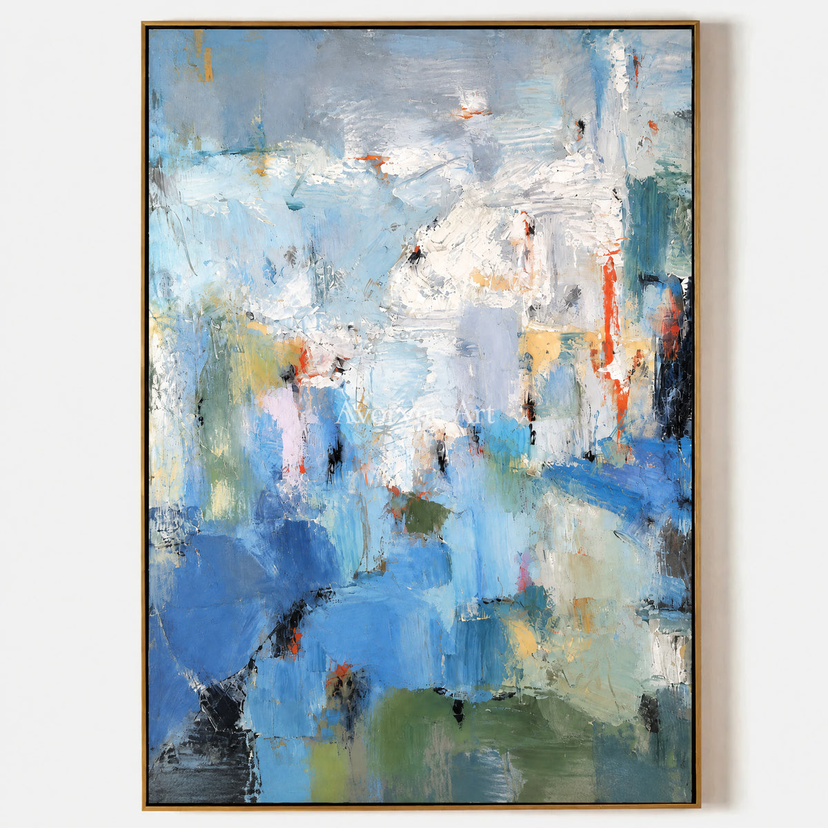 Blue Palimpsest: Blue Textured Abstract Wall Art — primary