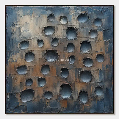Bluehollow: Blue Textured Grid Wall Art — primary