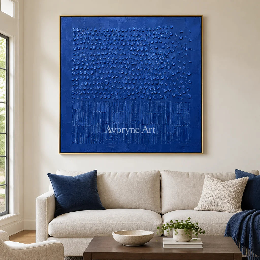 Cobalt Rhythm: Blue Textured Relief Wall Art — living gold