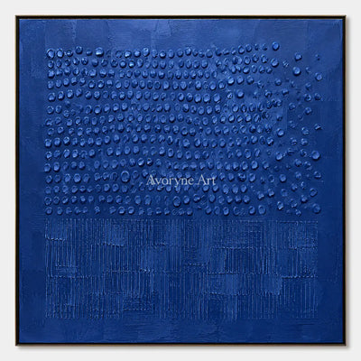 Cobalt Rhythm: Blue Textured Relief Wall Art — primary